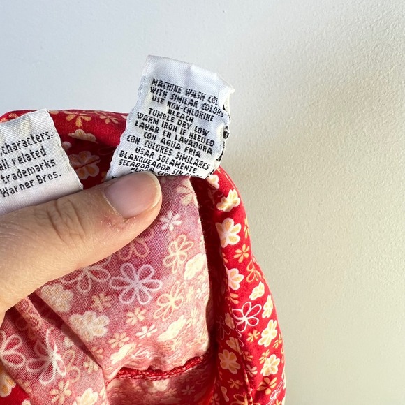 Looney Tunes Womens Sz XL Tweety Bird Sleeveless Button Up Blouse Red Floral Y2K - Picture 11 of 11